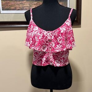 Roxy Floral Pink and White Crop Top